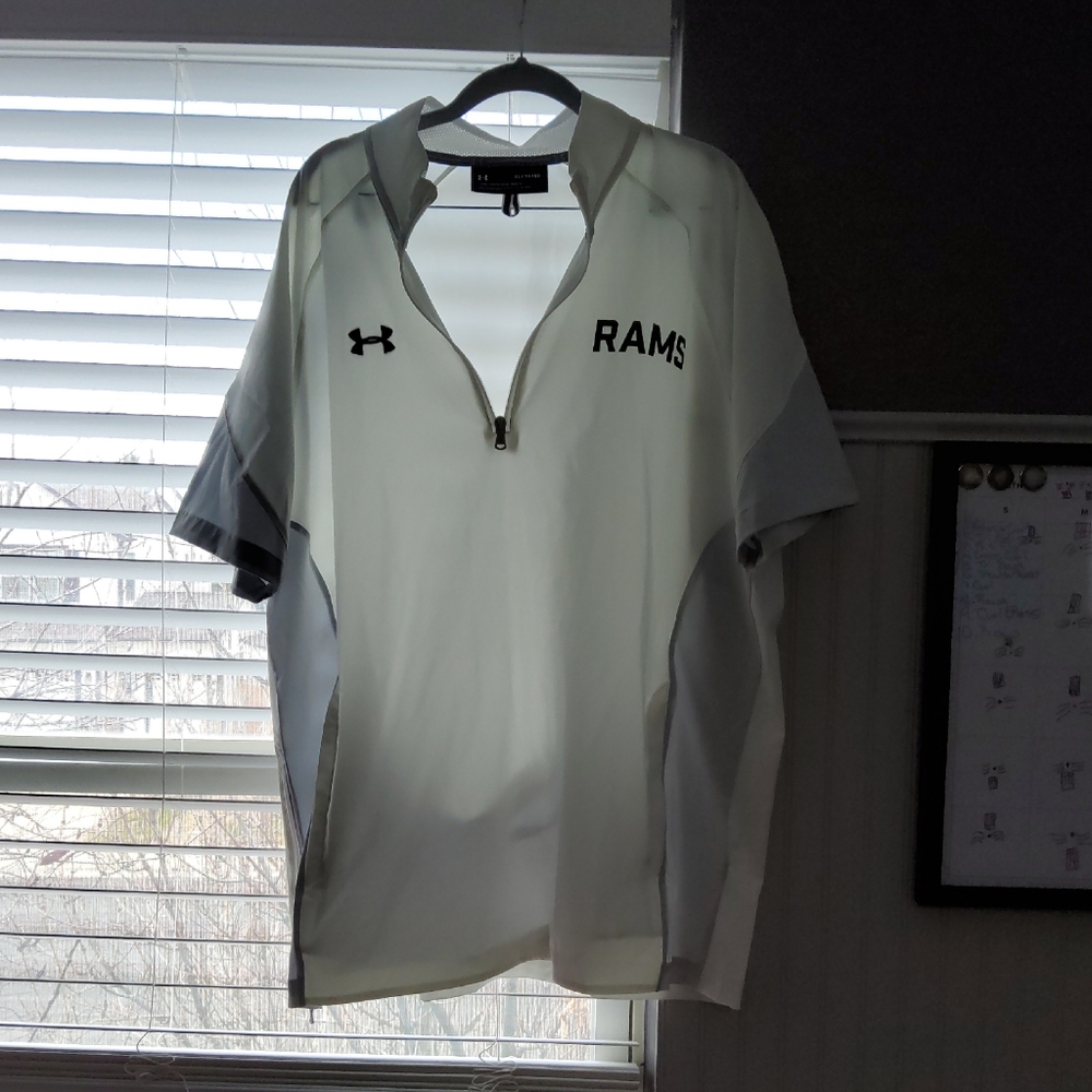 Under Armour White and Gray RAMS Zip Shirt
